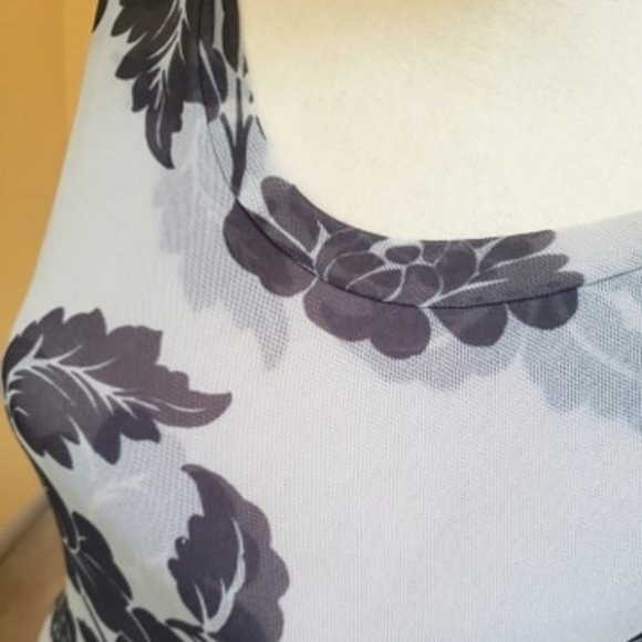 ~Pretty Floral Fitted Mesh Tunic Shirt~ - Picture 2 of 6